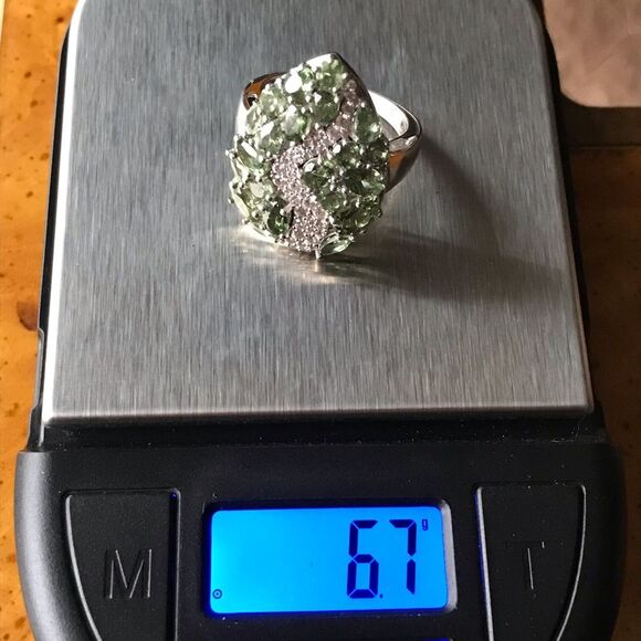 Natural Green Apatite Sterling Silver Artistic Ring Size 5 - Picture 3 of 8